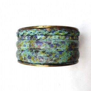 WOMENS SOUTHWEST STYLE COPPER WITH TURQUOISE OVERLAY CUFF BRACELET
